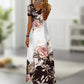 V-Neck Rose Print Maxi Dress