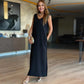 V-Neck Solid Color Sleeveless Dress