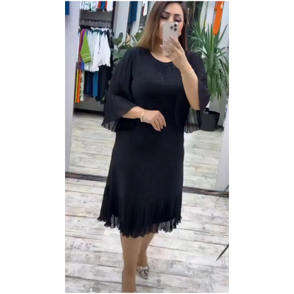 Elegant Pleated Sleeve Dress