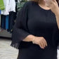 Elegant Pleated Sleeve Dress