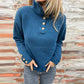Women's Stand-Up Collar Pullover with Buttons