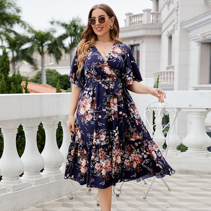 Wrap V-Neck Floral Dress