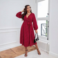 V-Neck Belted Waist Vintage Polka Dot Dress
