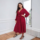 V-Neck Belted Waist Vintage Polka Dot Dress