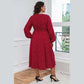 V-Neck Belted Waist Vintage Polka Dot Dress