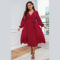 V-Neck Belted Waist Vintage Polka Dot Dress