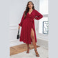 V-Neck Belted Waist Vintage Polka Dot Dress
