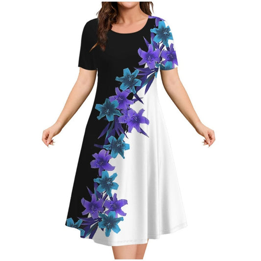 【S-4XL】🌺Γυναικείο casual φόρεμα με κοντό μανίκι και τύπωμα