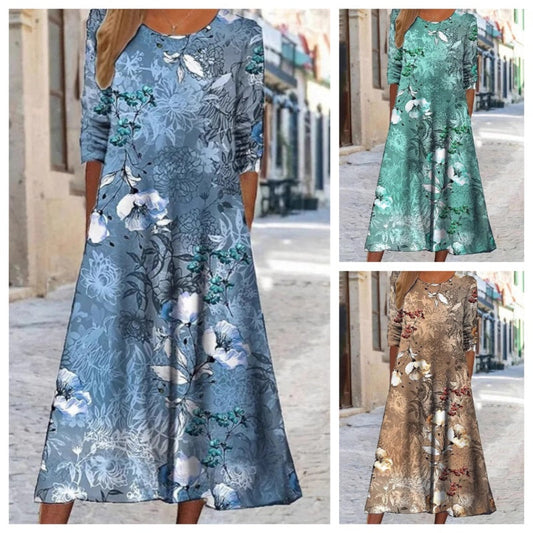 Round Neck Floral Print Dress