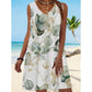 Women's Printed V-Neck Sleeveless Dress
