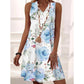 Women's Printed V-Neck Sleeveless Dress