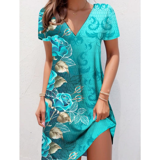 Women's Printed Short Sleeve Dress