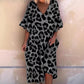 Leopard Print V-Neck Ruffle Dress