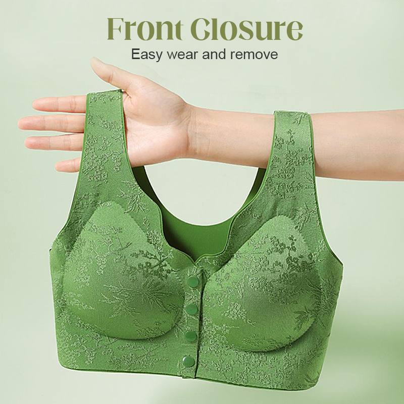 ⏳LAST WEEK SALE -ONLY £7.99!!!💚💐Front-Clasp Wire-Free Seamless Bra - Ultra-Soft Support with All-Day Comfort for a Smooth Silhouette 🌸✨