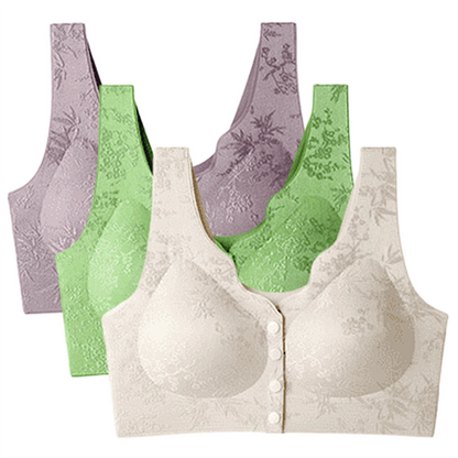 ⏳LAST WEEK SALE -ONLY £7.99!!!💚💐Front-Clasp Wire-Free Seamless Bra - Ultra-Soft Support with All-Day Comfort for a Smooth Silhouette 🌸✨
