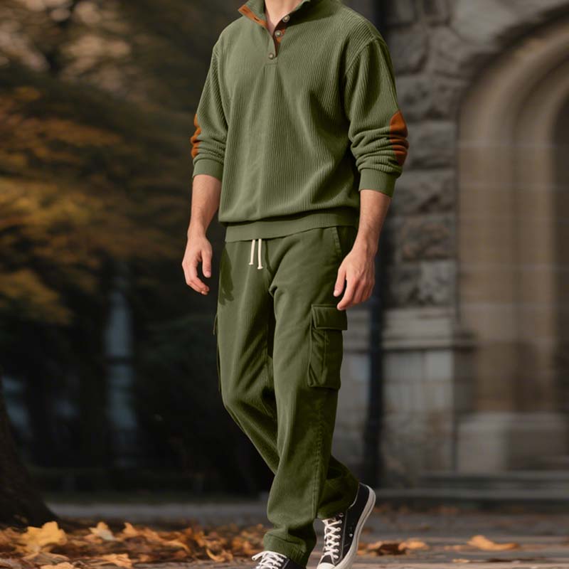 😎 Men’s Trendy Pullover and Cargo Pants 2-Piece Set🔥 Comfortable, Casual & Effortlessly Stylish!