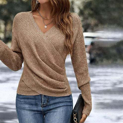 💕 Your New Favourite Knit Top 🎁Women's Elegant Casual V-Neck Knit Top