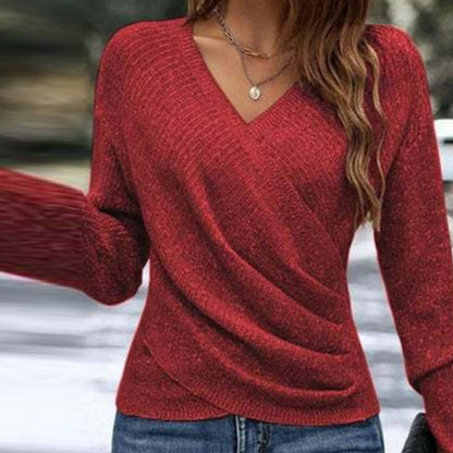 💕 Your New Favourite Knit Top 🎁Women's Elegant Casual V-Neck Knit Top