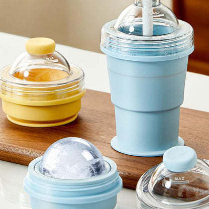 ⏰Προσφορά περιορισμένης διάρκειας🥤Φορητό Κύπελλο Σιλικόνης με Καλούπι για Καλάμι & Πάγο🧊