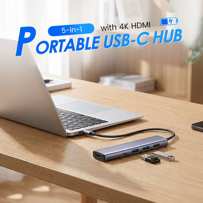 ⚡Φορητός διανομέας USB-C 5 σε 1 με έξοδο HDMI 4K