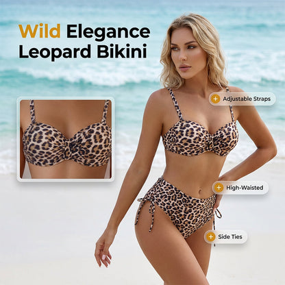 🐆Γυναικείο σετ μπικίνι τοπ και σλιπ με ψηλή μέση👙