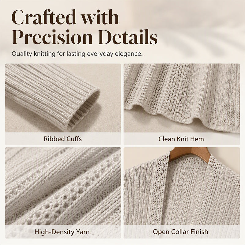🌸🧥New Arrivals - Elegant Open Cardigan with Knit Texture – Soft Comfort and Versatile Style for Any Occasion