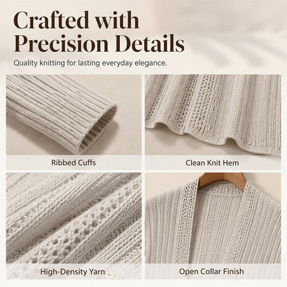 🌸🧥New Arrivals - Elegant Open Cardigan with Knit Texture – Soft Comfort and Versatile Style for Any Occasion