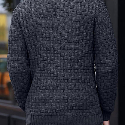💯 Quality You Can Feel | Men's Textured Stand-Collar Knit Sweater