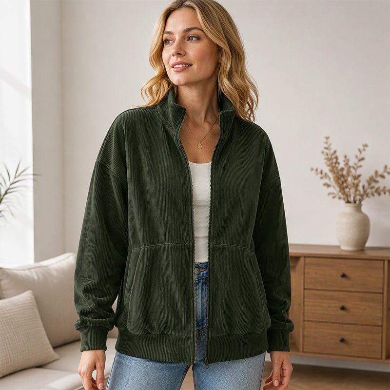 Women's Retro Corduroy Stand Collar Jacket