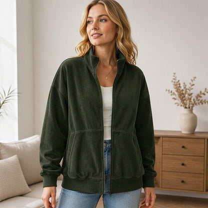 Women's Retro Corduroy Stand Collar Jacket