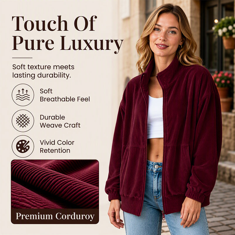 Women's Retro Corduroy Stand Collar Jacket