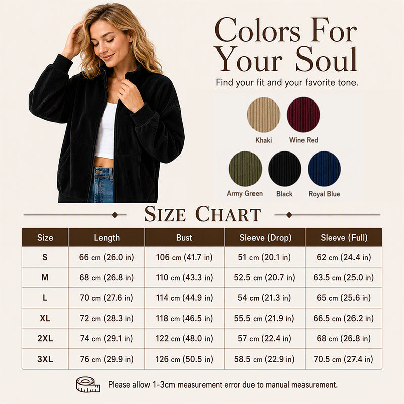 Women's Retro Corduroy Stand Collar Jacket