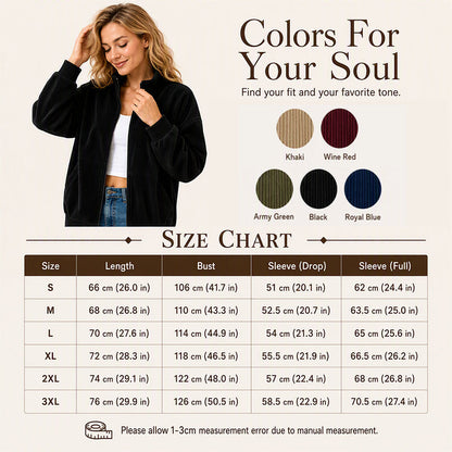 Women's Retro Corduroy Stand Collar Jacket