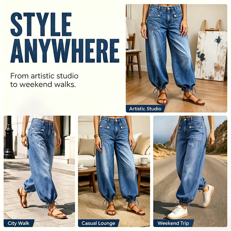 👖 Shape It Your Way | Women's Adjustable-Hem Balloon Jeans