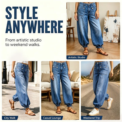 👖 Shape It Your Way | Women's Adjustable-Hem Balloon Jeans
