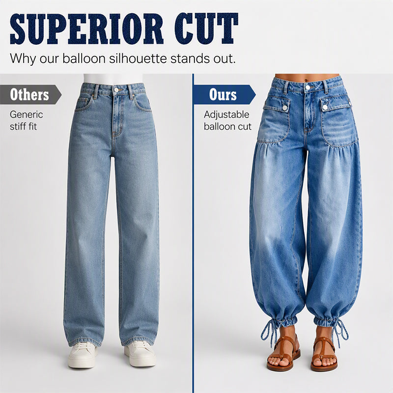 👖 Shape It Your Way | Women's Adjustable-Hem Balloon Jeans