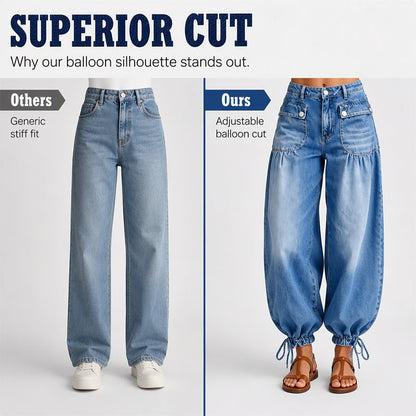 👖 Shape It Your Way | Women's Adjustable-Hem Balloon Jeans