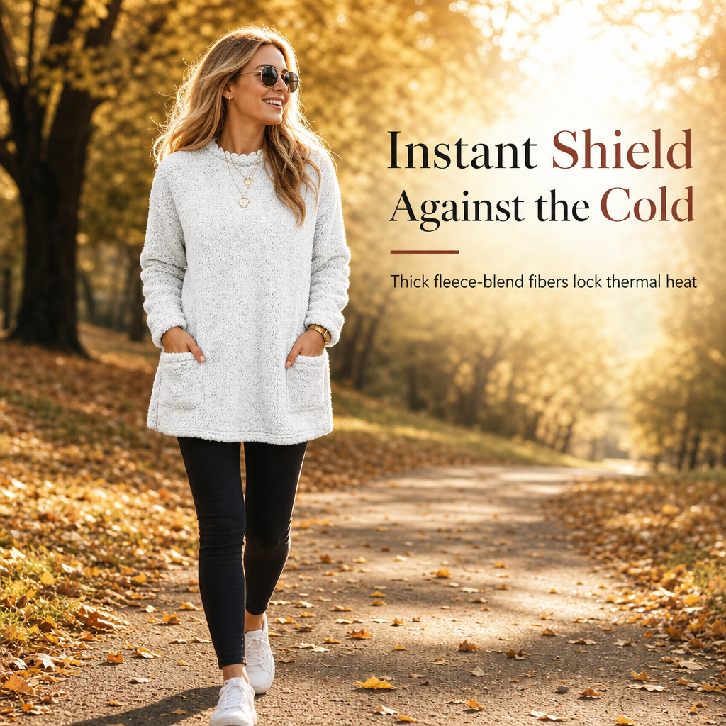 🔥☁️ Cozy Warmth, Easy Everyday Style | Women's Brushed-Lined Pocket Top