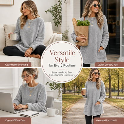 🔥☁️ Cozy Warmth, Easy Everyday Style | Women's Brushed-Lined Pocket Top