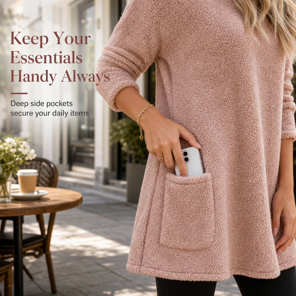 🔥☁️ Cozy Warmth, Easy Everyday Style | Women's Brushed-Lined Pocket Top