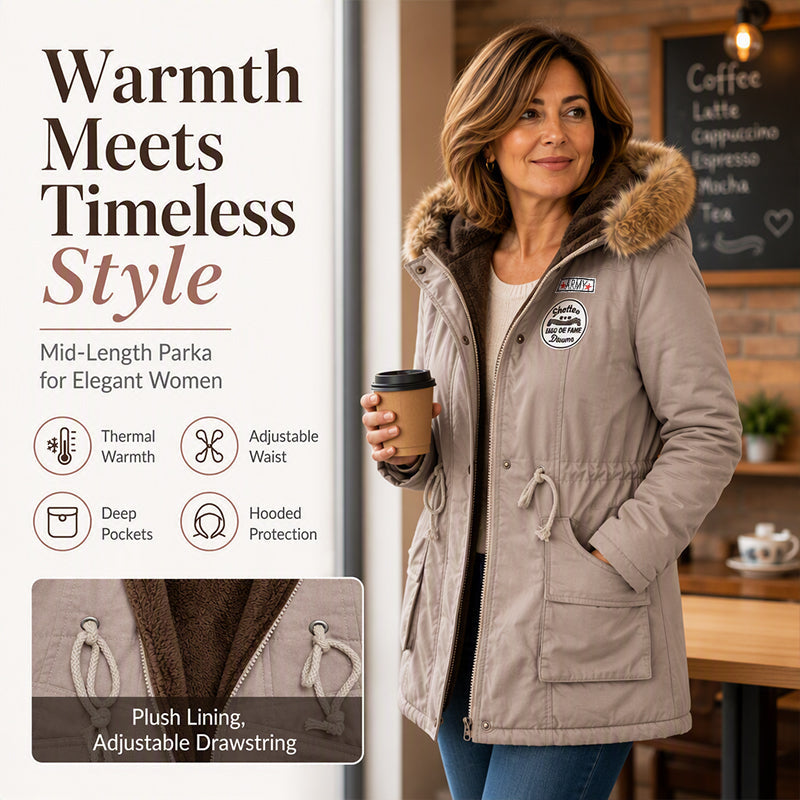 🧥 Women's Parka Jacket – 🍂☁️ Hooded Design & Warm Lining | Wind & Cold Protection, Easy Outings ✨