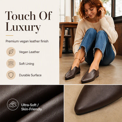 🖤 Women's Pointed Toe V-Cut Flat Shoes 👠 Elegant Slip-On Loafers for Everyday Style