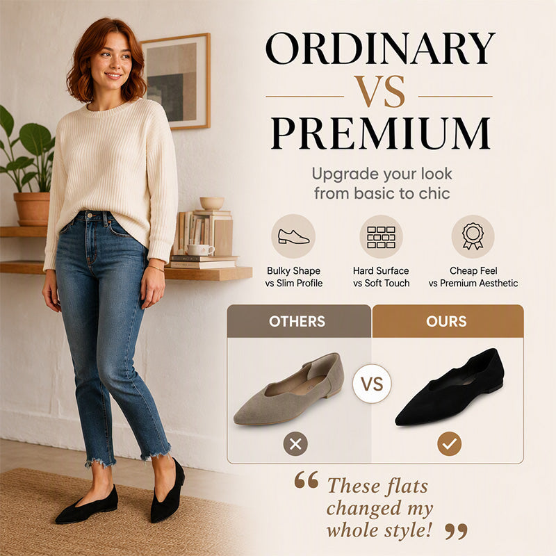 🖤 Women's Pointed Toe V-Cut Flat Shoes 👠 Elegant Slip-On Loafers for Everyday Style