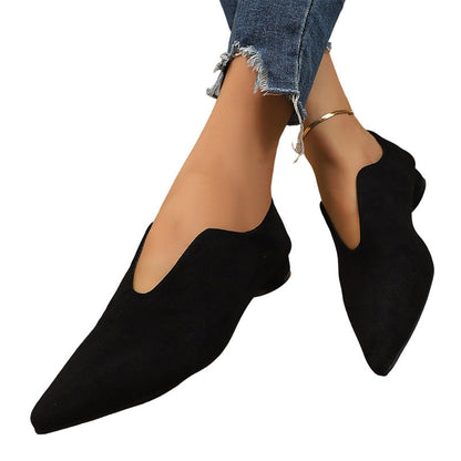 🖤 Women's Pointed Toe V-Cut Flat Shoes 👠 Elegant Slip-On Loafers for Everyday Style