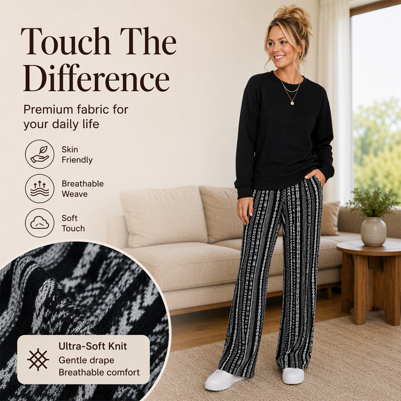 🔥Women's Casual Crewneck Top & Printed Pants Set🎁Simple Top. Statement Trousers. Effortless Style.