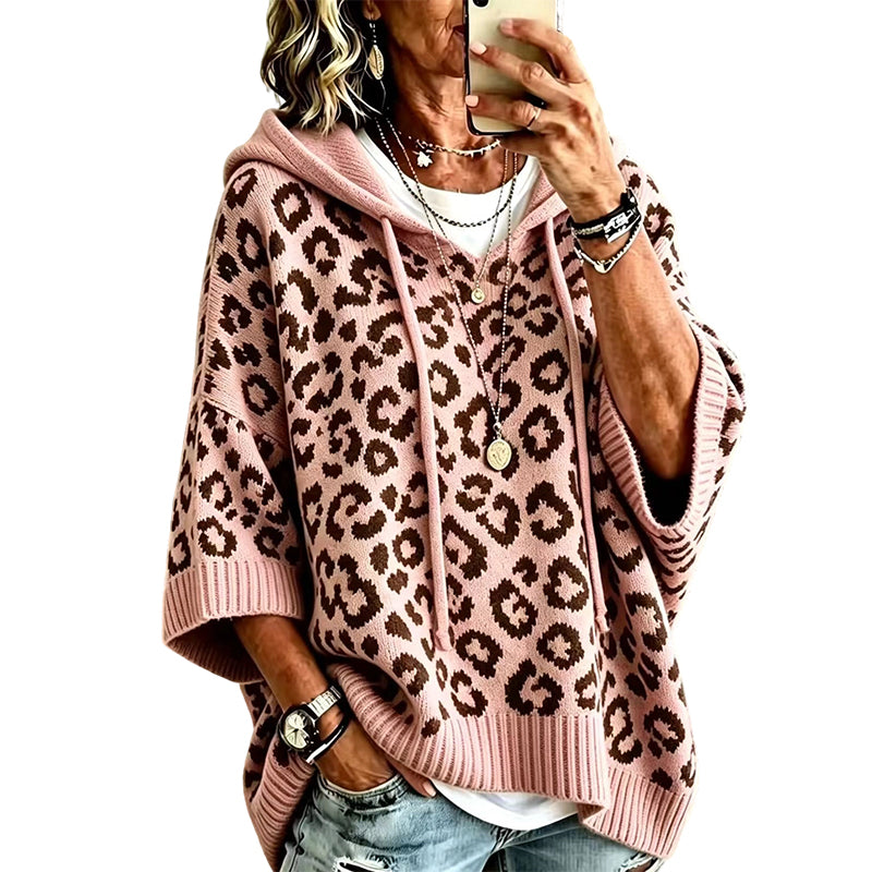⏳LAST DAY SALE ONLY￡23.99!🔥Women’s Leopard Print Knitted Hoodie 