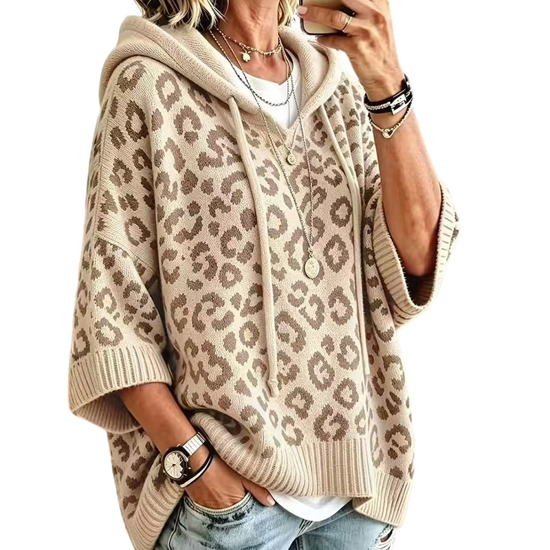 ⏳LAST DAY SALE ONLY￡23.99!🔥Women’s Leopard Print Knitted Hoodie 