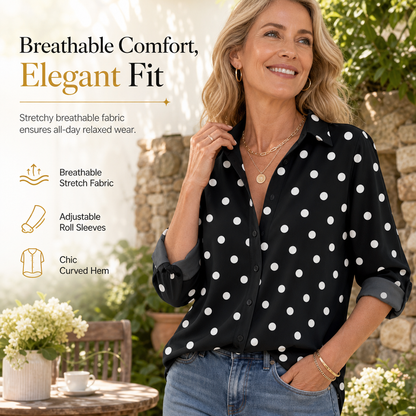 ⏳⏰Women Elegant Casual Long Sleeve Button Up Blouse