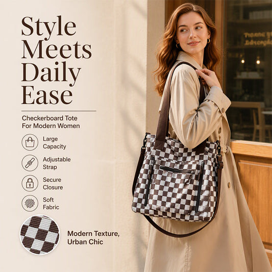 👜 Casual Large Capacity Checkerboard Tote Bag