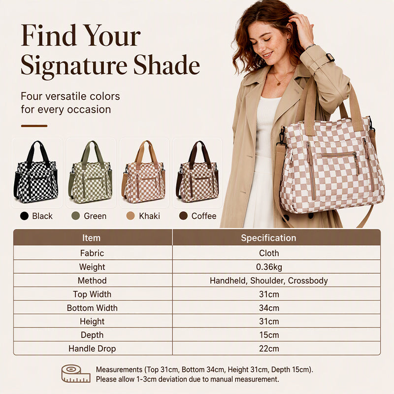 👜 Casual Large Capacity Checkerboard Tote Bag